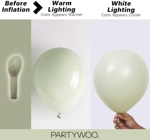 PartyWoo Sage Green Balloons 50pcs Boho Dusty Olive Green Color 12 Inch - Image 3