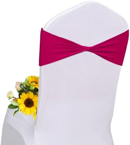 Burgundy Chair Sashes Bows 60Pcs Spandex Chair Sashes Elastic Chair Cover Bands Ties Without Buckle for Wedding Birthday Party Ceremoney Events Decoration by Unknown
