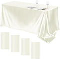 TURSTIN 4 Pack Ivory Satin Tablecloth, 102 x 58 Inch Overlay Table Cover by TURSTIN