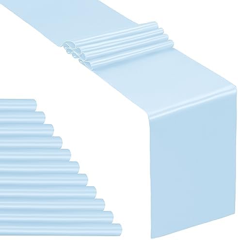 SiinvdaBZX 12 Pcs Light Blue Satin Table Runner 12 x 108 inches Long by SiinvdaBZX