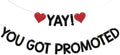 Yay! You Got Promoted Banner - Congrats on Your Promotion Decor, Congratulations, Job Promotion Party Decorations Black Glitter by CHINGYIA