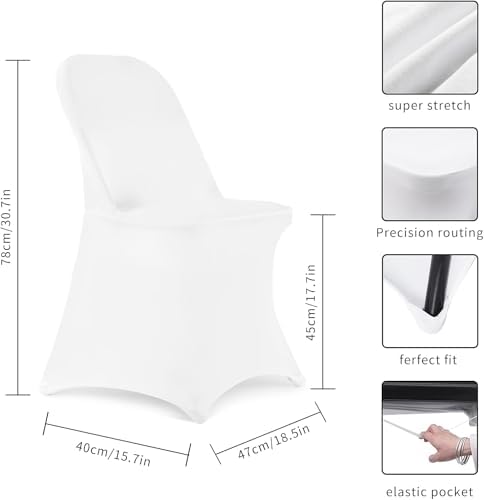 HAINARverS Stretch Spandex Folding Chair Covers 50PCS White, - Image 3