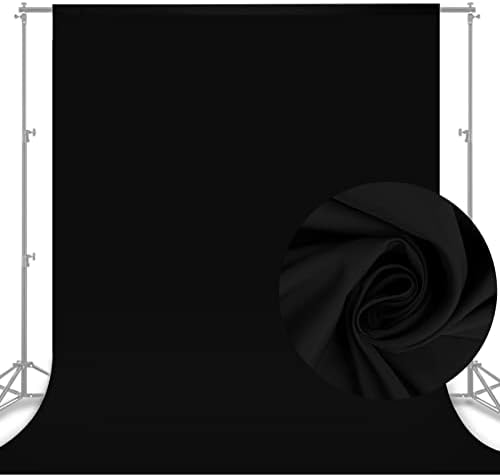 Aimosen 10x8 FT Black Backdrop Background for Photography, Chromakey High Density Polyester Fabric Black Photo Backdrop Curtain Screen Collapsible Seamless for Shoot Portraits Party Video Studio by Aimosen