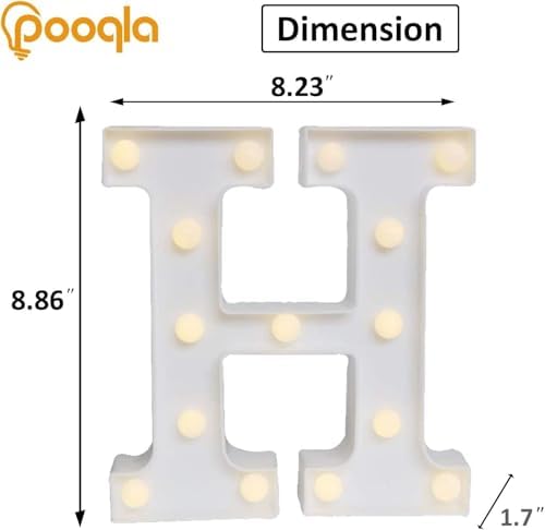 Pooqla LED Light Up Letters, Warm White and Colorful Lighted Marquee Letters with Remote, Lighted Letter for Party Birthday Decorations, Gift for Girls Boys Night Light, Wedding Home Decor, Letter H - Image 3