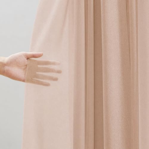 Light Coffee Wedding Arch Draping Fabric Sheer Curtain Drapes | 31" x 20 ft Extra Long Shimmery Nude Backdrop Curtains for Wedding Anniversary Party Fall Outdoor Events Drapery Backgrounds - Image 5