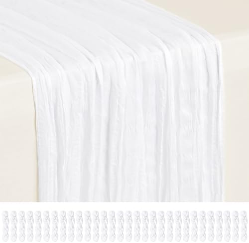 30 Pack White Cheesecloth Table Runner 17x108 Inches Boho Home Decor by Showgeous