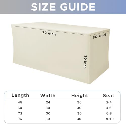 Rectangle Spandex Fitted Tablecloths For Vendor 2 Pcs 72X30 Inch Beige - Image 7