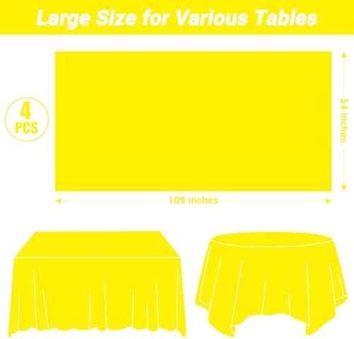 QZYL 4 PCS Rectangle Tablecloth, 54 x 108 Inches Congratulations Decorations of Picnic Table Cover, Robust Yellow Table Cloth for Restaurant Party, Plastic Table Cloth of Leakproof and Waterproof - Image 2