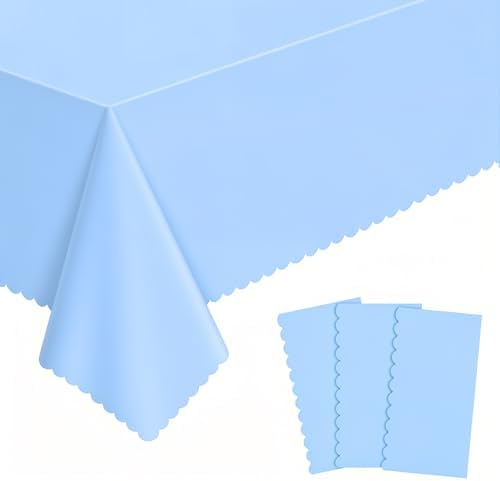 NatNarr 3 Pcs Light Blue Tablecloth, Scalloped Baby Blue Table Cloths by NatNarr