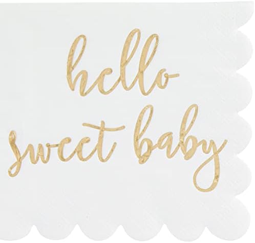 Juvale Baby Shower Napkins - 5 x 5 In, Gold Foil, 50 Pack - White Scalloped Napkins for Gender Neutral Baby Shower Decorations & Table Decor for Boy & Girl - Image 4