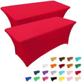 IVAPUPU 2 Pack 8FT Table Cloth for Rectangular Spandex Red Table Cover by IVAPUPU