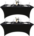 2-Pack 6ft Black Spandex Table Covers for Rectangle Standard Folding Tables - Wrinkle Resistant Stretch Tablecloths - Ultimate Fitted Table Protector for Parties, Trade Shows, Banquet by Unknown