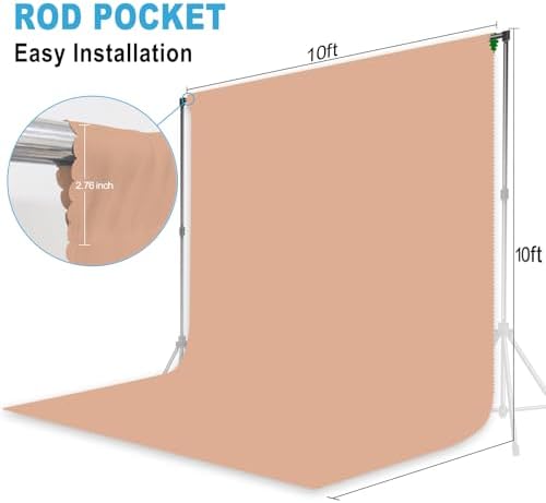 Nude Backdrop for Photoshoot, Professional Photo Backdrop Background Curtain for Product Photography, Portraits, Wedding, Party, Live Streaming Video Recording 10X10 FT (Background Only) - Image 2