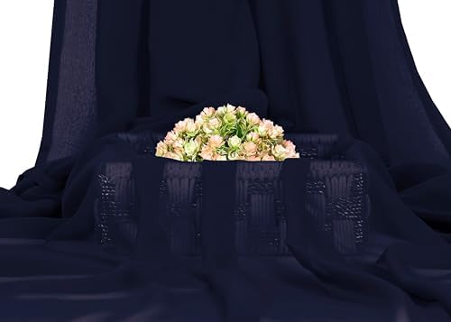 25 Yard Chiffon Fabrics, 44" Wide, Lightweight, Sheer – Navy Blue - Image 2