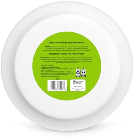 Amazon Basics Everyday Paper Plates, 10 Inch, Disposable, 50 Count, Packaging May Vary - Image 6
