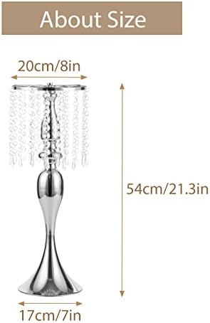 Sziqiqi Silver Floral Centerpiece Riser with Crystal Beads, 10Pcs - Image 6