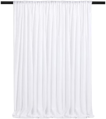 White Backdrop Curtain for Party 6x8FT White Wedding Backdrop Drapes by QueenDream