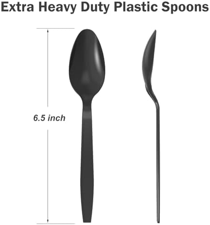 Dealusy 360 Count Black Plastic Spoons Disposable - Image 3