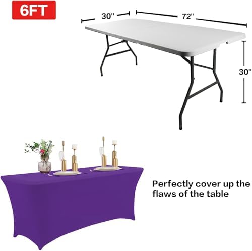 IVAPUPU 8FT Table Cloth for Rectangular Spandex Purple Table Cover - Image 2