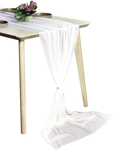Pack of 10 Chiffon Table Runners 29 x 120 Inch, 10FT Long - Ivory by MDS