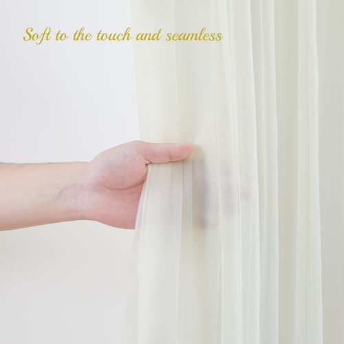 30×10ft Cream White Tulle Backdrop Curtain with Lights String for Parites, Sheer Photo Backdrop Curtains for Wedding Party Photography Background - Image 4