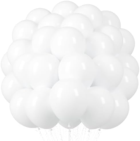 Voircoloria 66pcs White Latex Party Balloons, 12inch by Voircoloria