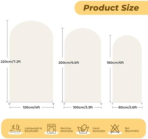 6.6 ft Arch Backdrop Cover Beige - Double-Sided Spandex Arch Covers Stretchy Backdrop for Balloon Arches Birthday Party Baby Shower Banquet Wedding Photo Background - Image 2