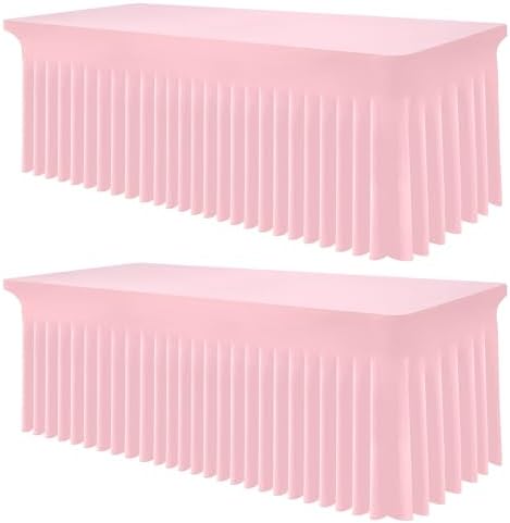 Smiry 2 Pack Spandex Elastic Fitted Table Cloth Skirt for 8FT Table by Smiry