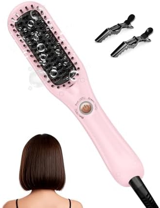 LANDOT Mini Heated Hair Straightener Brush, Dual Voltage Travel Hot Comb by LANDOT