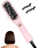 LANDOT Mini Heated Hair Straightener Brush, Dual Voltage Travel Hot Comb by LANDOT