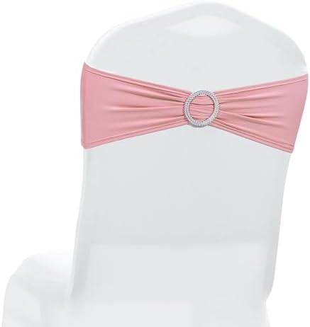 MDS Pack of 25 Spandex Chair Sashes for Wedding Party & Event – Dusty Rose by MDS