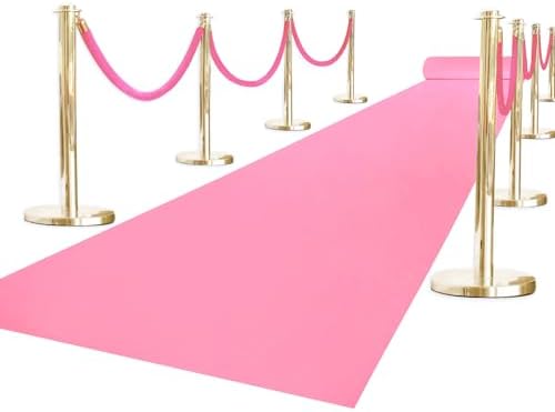 Pink Carpet Runner for Party, Premium 160 GSM Felt Non-Woven Fabric Runway Rug for Party Wedding & Special Events,Rolled Package Without Creases (Pink, 3X15 ft) by OQSC
