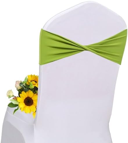 Spandex Green Chair Sashes Bows 60 Pcs Apple Green Chair Sashes Elastic Chair Cover Bands Ties Without Buckle for Wedding Birthday Party Ceremoney Events Decoration by Unknown