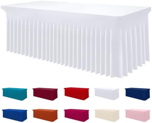 Smiry Spandex Elastic Fitted Table Cloth Skirt for 5FT Rectangle Table by Smiry