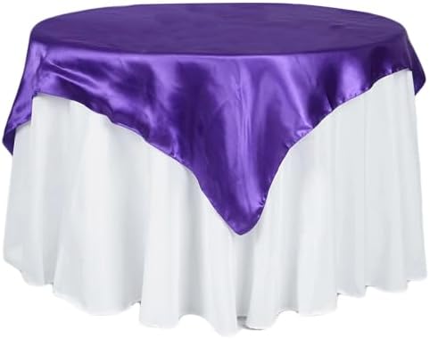 Balsa Circle 10 pcs 72x72 inch Purple Square Tablecloth Satin Fabric Overlays Linens | Table Cloths Cover for Wedding Party Banquet Reception Events Decoration Kitchen Dining Events Kitchen Dining by BalsaCircle