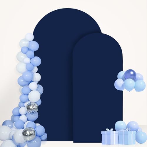 FANPROMS Arch Cover Set of 2 Navy Blue Arch Backdrop Cover 6 7.2FT Spandex Arch Stand Covers for Arches Stand Arched Covers Stretchy Backdrop Fabric Covering for Wedding Party Decoration Supplies - Image 6
