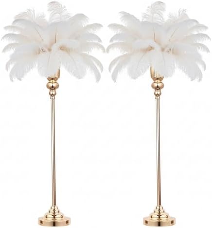 32.5inch Versatile Metal Wedding Centerpiece Vases - Set of 2 Tall Gold Trumpet Vases for Road Lead, Elegant Centerpiece Stands for Wedding Reception Party Events Anniversary (Gold, 32.5in - 2Pcs) by Lovecat