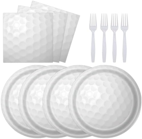 72 Pcs Golf Plates Napkins and Forks Set, 7 Inch, Serves 24 Guests by KFJBPB