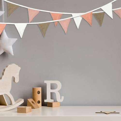 Oudain 2 Pcs Pennant Banner Flags Nursery Garland Triangle, Pastel Color - Image 4