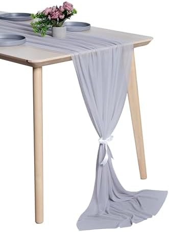 Pack of 20 Chiffon Table Runners 29 x 120 Inch, 14FT Long - Cool Grey by MDS