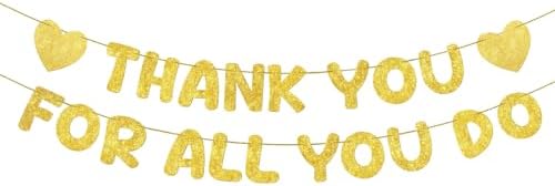 Fulmoon Pre Strung Thank You for All You Do Glitter Banner, Gold by Fulmoon