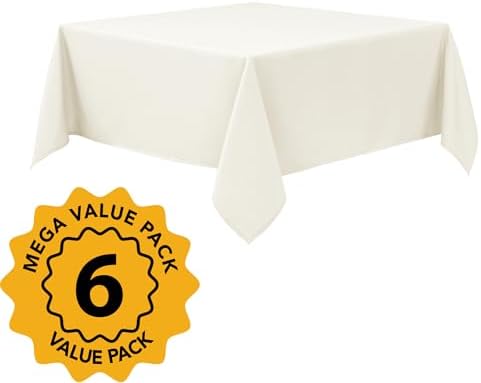 6-Pack Ivory Tablecloths for Square Tables, 54 x 54 Inches - Image 2