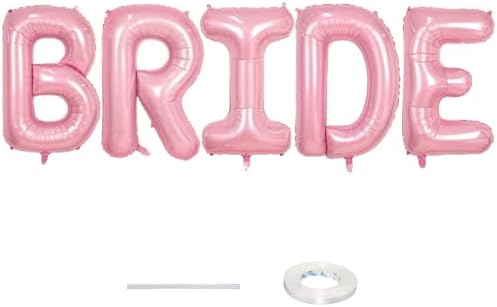 40 Inch Pastel Pink BRIDE Balloons Bachelorette for Bridal Shower, Light Pink BRIDE Mylar Foil Balloon Letter, Baby Pearl Pink Alphabet Balloon for Wedding Engagement Bride to be Party Decorations by Lingqiang