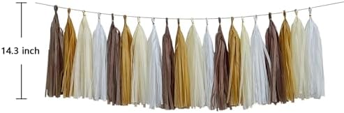 ZOOYOO Brown Tassel Garland Tissue Paper Tassel Banner, Boho Table Decor,DIY Kits for Rustic Neutral Western Graduation Party, Tassels Birthday Party Decoration,Pack of 20 - Image 2