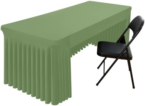 Smiry Spandex Open Back Tablecloth,Elastic Fitted Stretch Tablecloth for 6FT Rectangle Tables,Waterproof Washable Table Cover Skirt for Outdoor, Banquet & Parties (Sage Green, 72Lx30Wx30H Inch) by Smiry