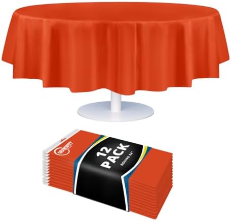 Grandipity Plastic Table Cloth Disposable 12 Pack 84" Round Orange by Grandipity