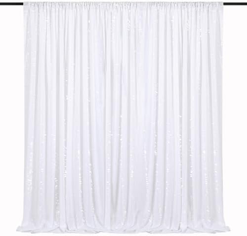 8ft x 8ft White Sequin Backdrop Curtain Sparkle Photo Backdrop by QueenDream