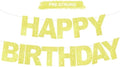BEISHIDA Pre-Strung Glitter Yellow Happy Birthday Banner Party Sign Decor by Beishida