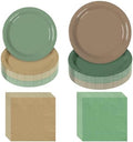 180Pcs Green and Brown Party Supplies Paper Plates and Napkins Serve 60 by Hpscdyo