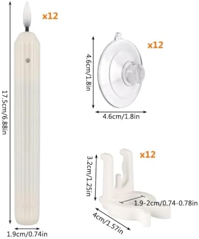12 Flameless Led Taper Windows Candles with Sensor Dusk to Dawn & Ivory Striped Candlesticks with Suction Cups, Roman Column Christmas Window Candle Battery Operated for Home Decor - Image 2
